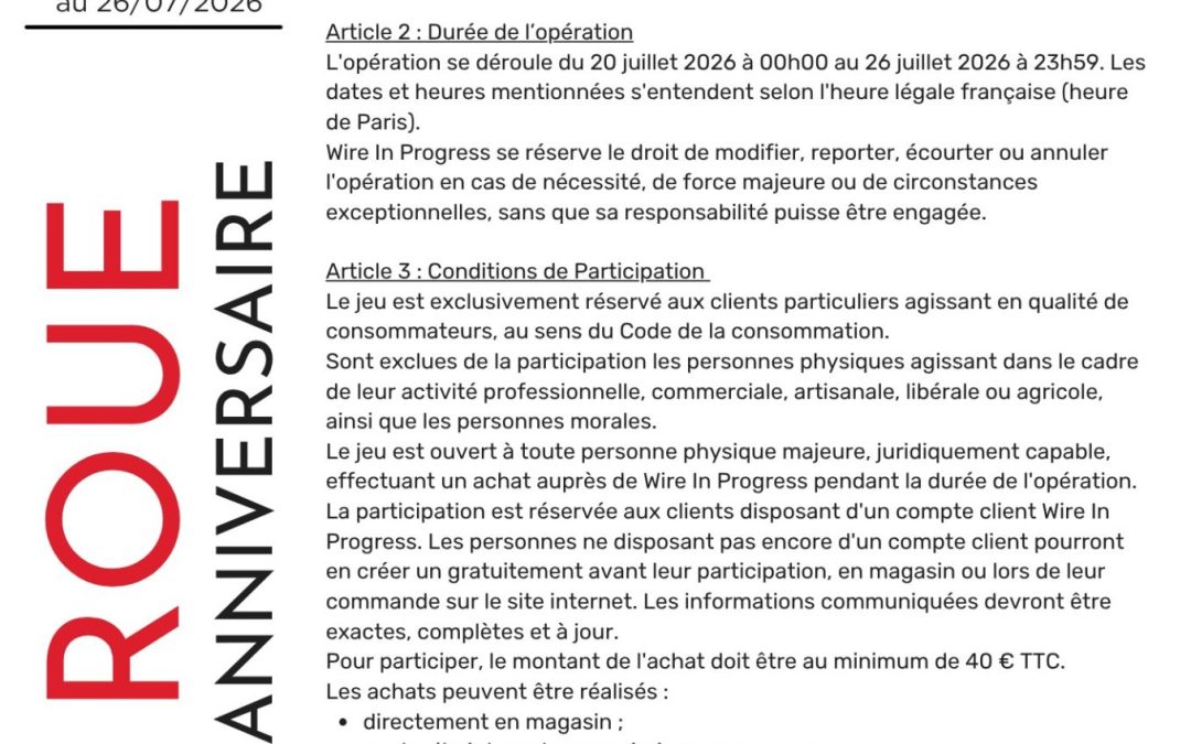 Règlement Participation Roue anniversaire page1